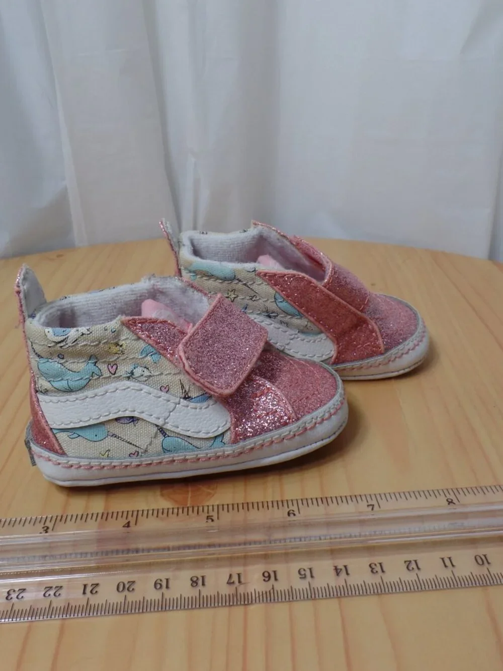 Vans Sea Glitter Baby Soft Bottom Sneakers Pink Glitter Baby Girl Size 2